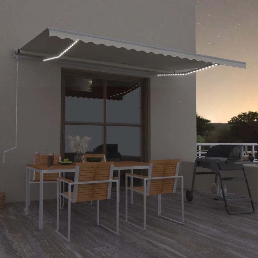 vidaXL Toldo automático com LED e sensor de vento 500x350 cm cor creme