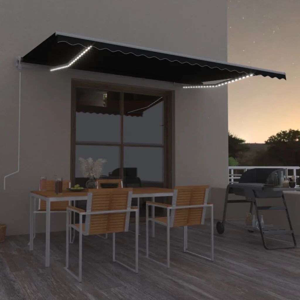 vidaXL Toldo automático com LED e sensor de vento 500x350 cm antracite