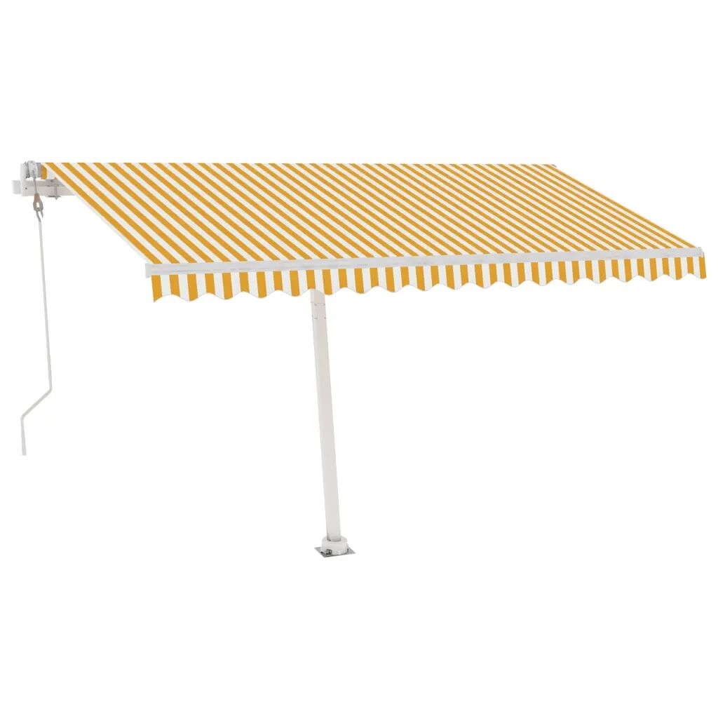 vidaXL Toldo automático independente 450x300 cm amarelo e branco