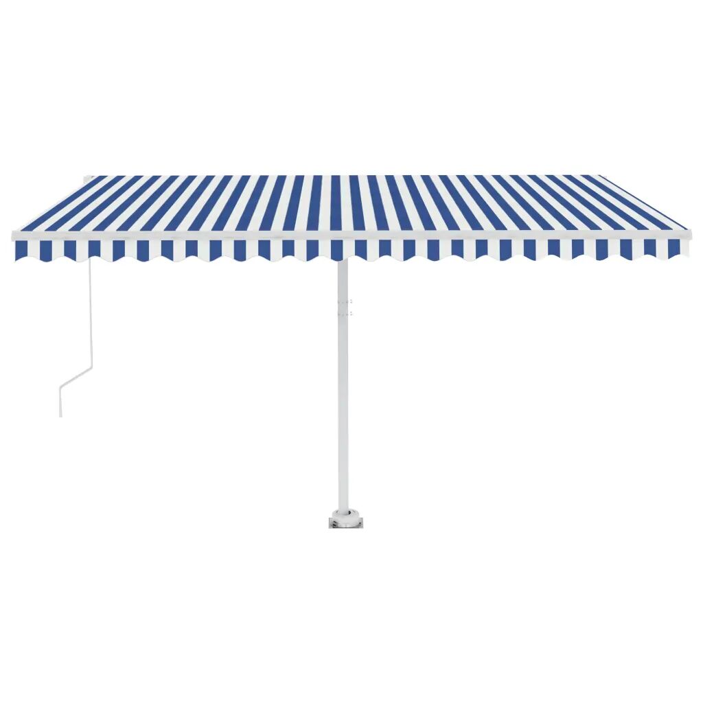 vidaXL Toldo retrátil manual independente 450x350 cm azul e branco