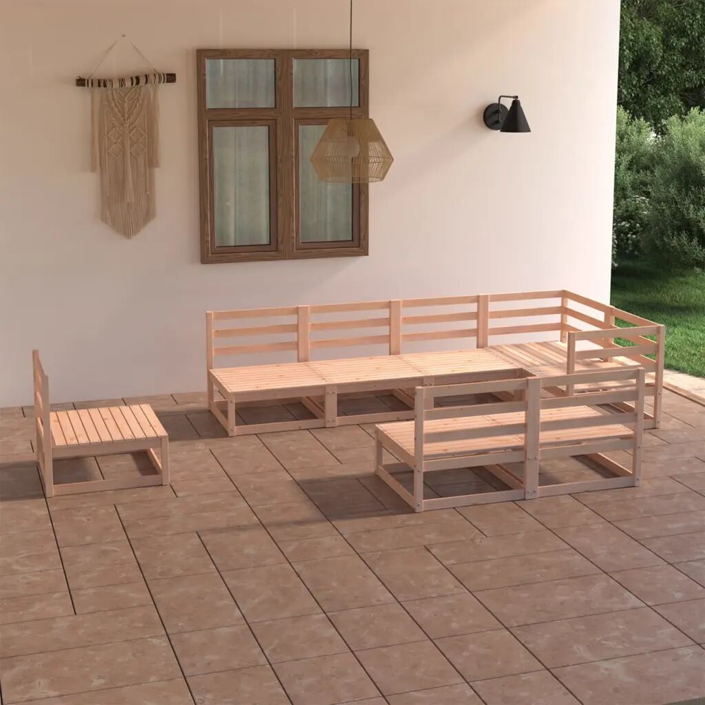 vidaXL 8 pcs conjunto lounge de jardim pinho maciço