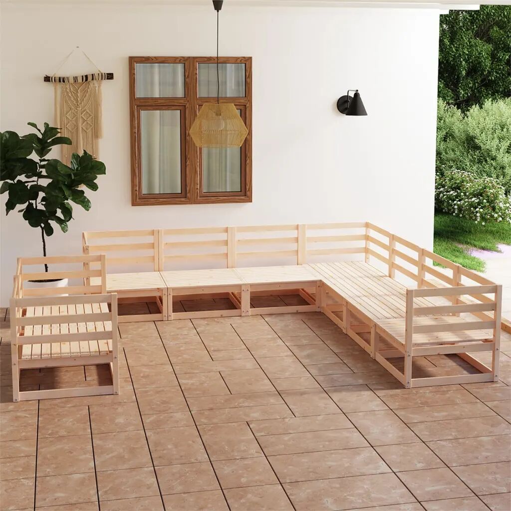 vidaXL 9 pcs conjunto lounge de jardim pinho maciço