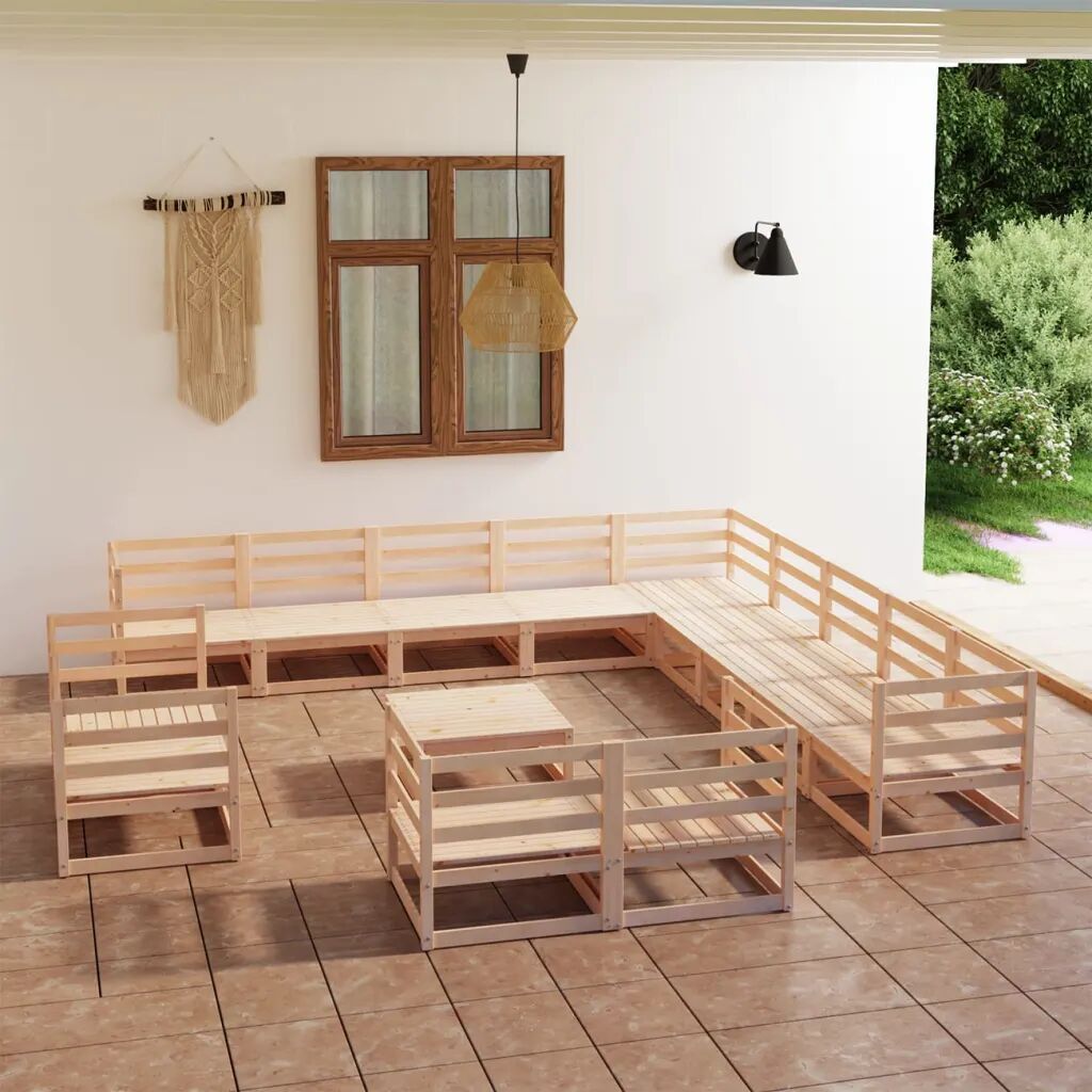 vidaXL 14 pcs conjunto lounge de jardim pinho maciço