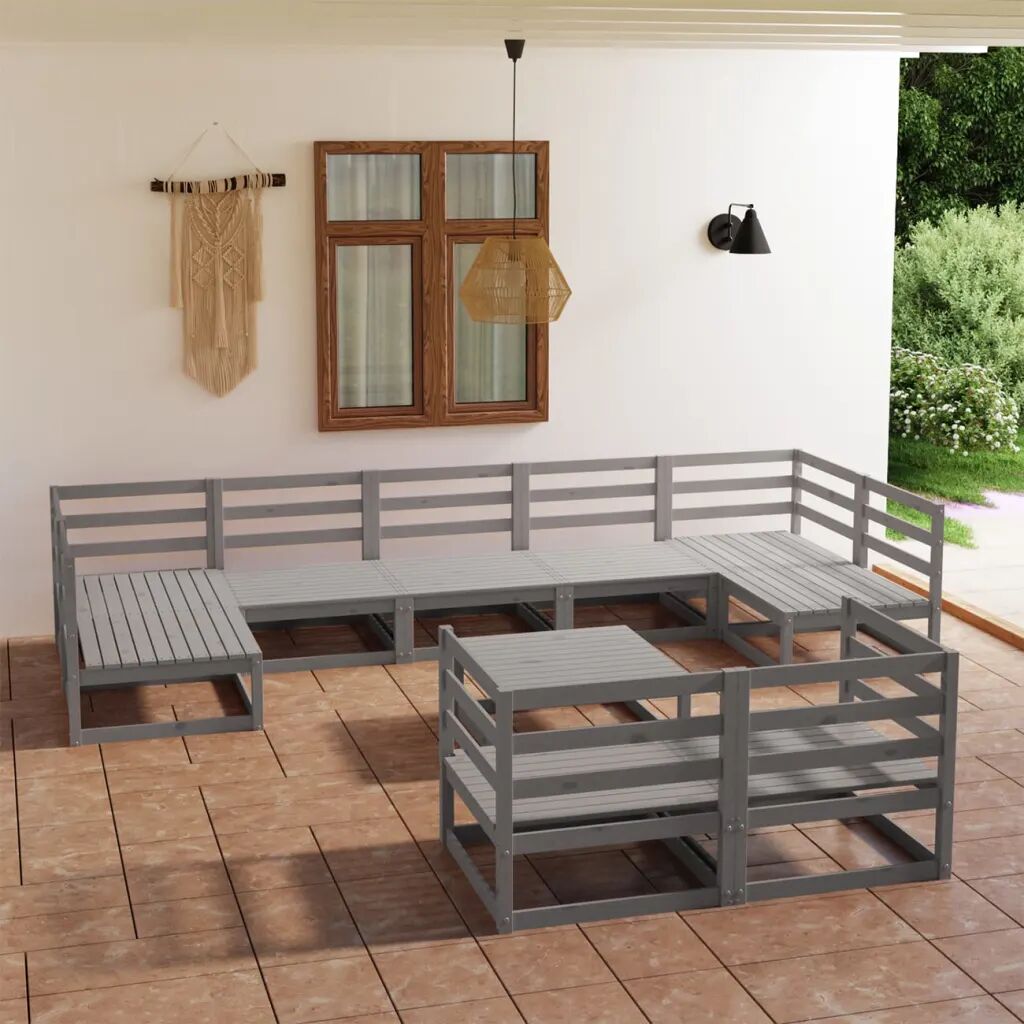 vidaXL 10 pcs conjunto lounge de jardim pinho maciço