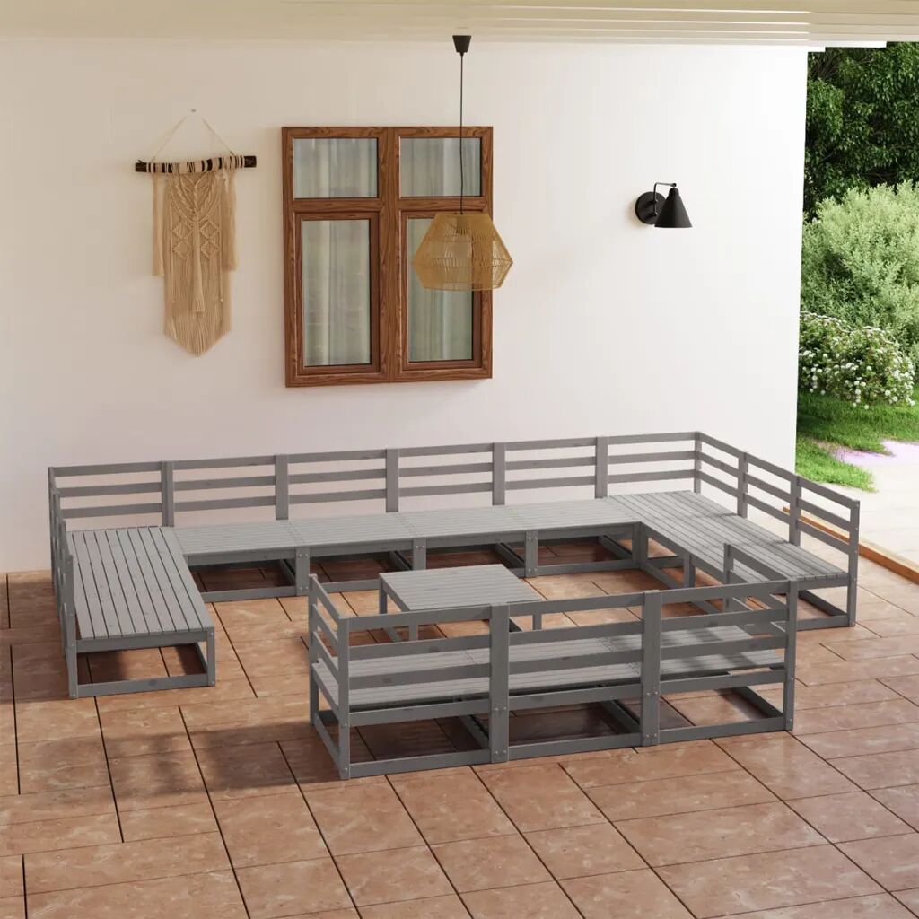 vidaXL 14 pcs conjunto lounge de jardim pinho maciço