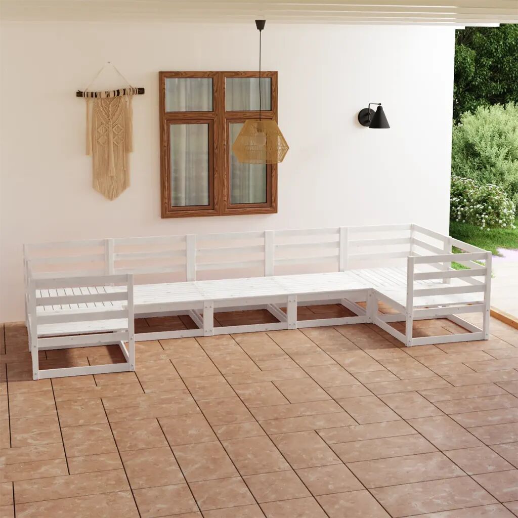 vidaXL 7 pcs conjunto lounge de jardim pinho maciço