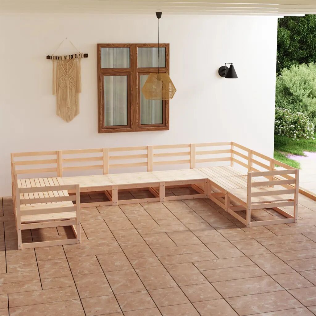 vidaXL 9 pcs conjunto lounge de jardim pinho maciço