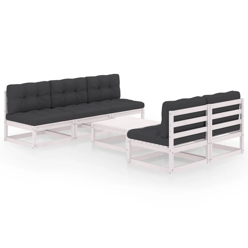 vidaXL 6 pcs conjunto lounge de jardim com almofadões pinho maciço