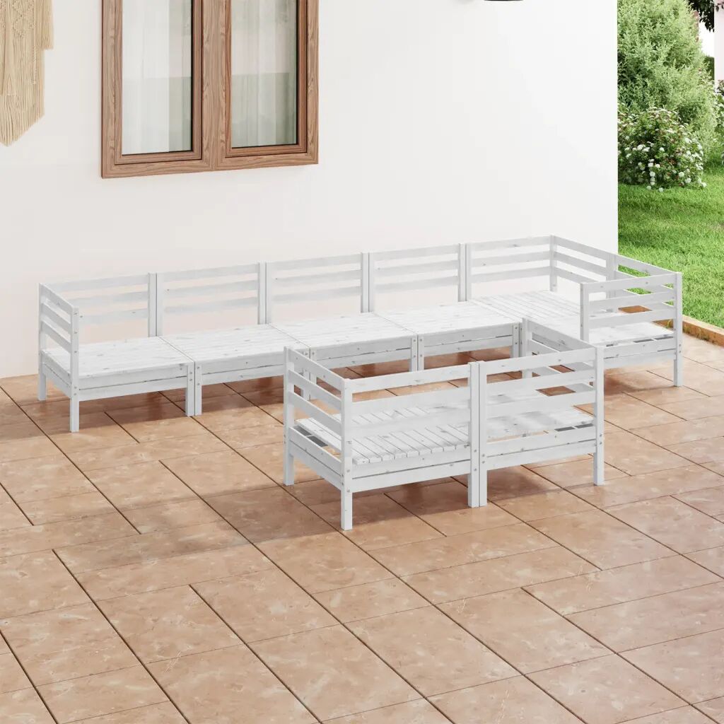 vidaXL 8 pcs conjunto lounge de jardim pinho maciço branco