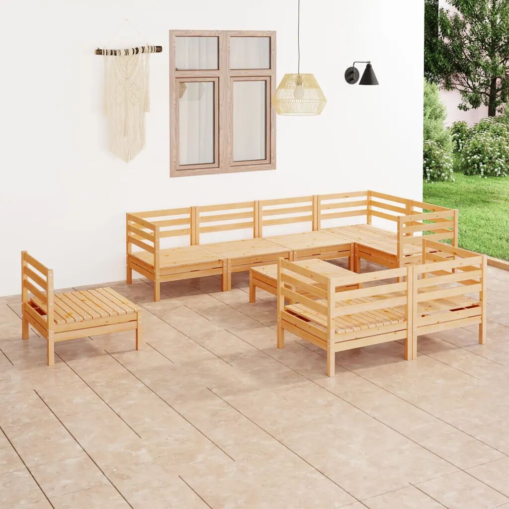 vidaXL 9 pcs conjunto lounge de jardim pinho maciço