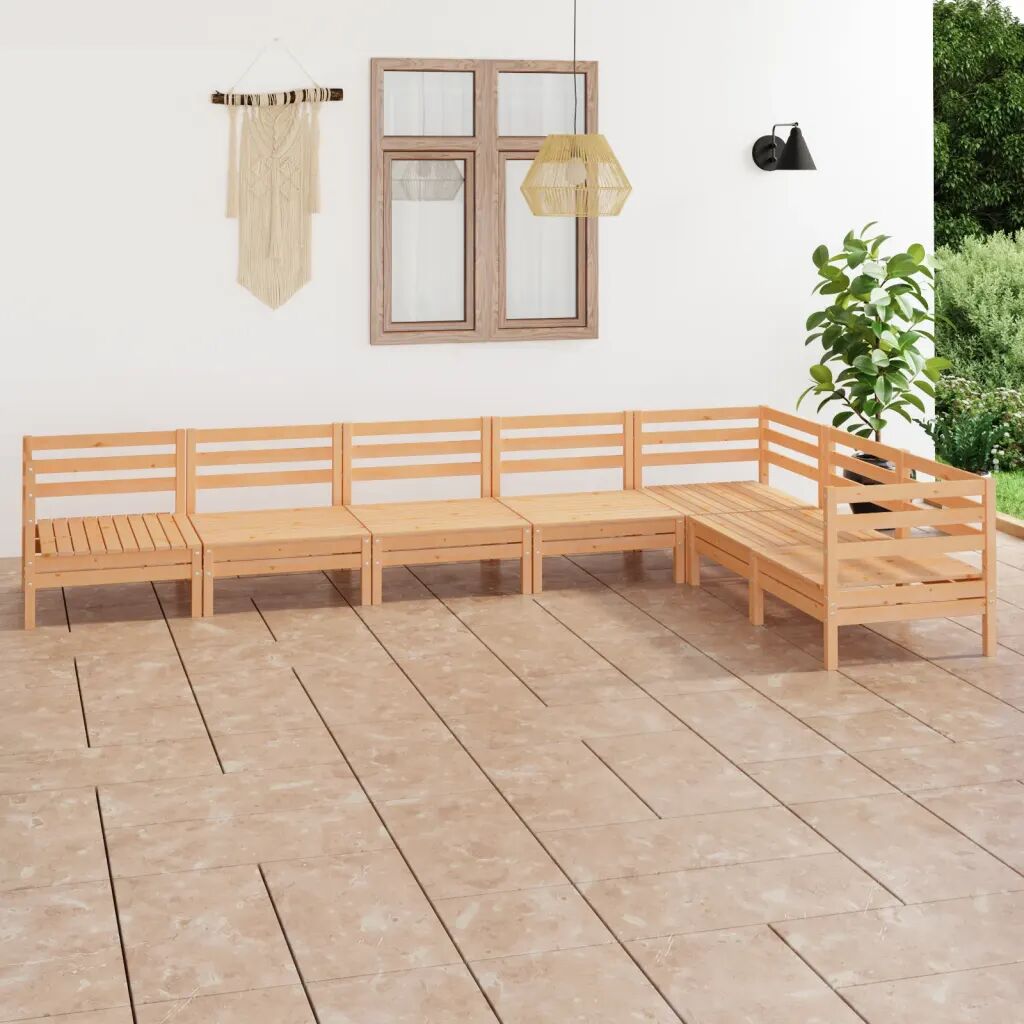 vidaXL 7 pcs conjunto lounge de jardim pinho maciço