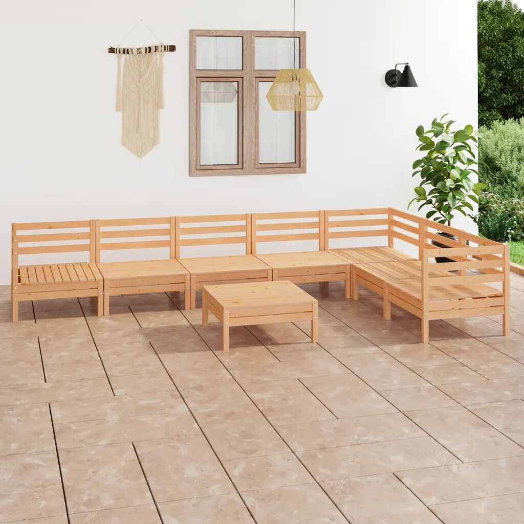 vidaXL 8 pcs conjunto lounge de jardim pinho maciço