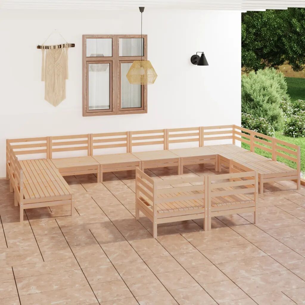 vidaXL 12 pcs conjunto lounge de jardim pinho maciço