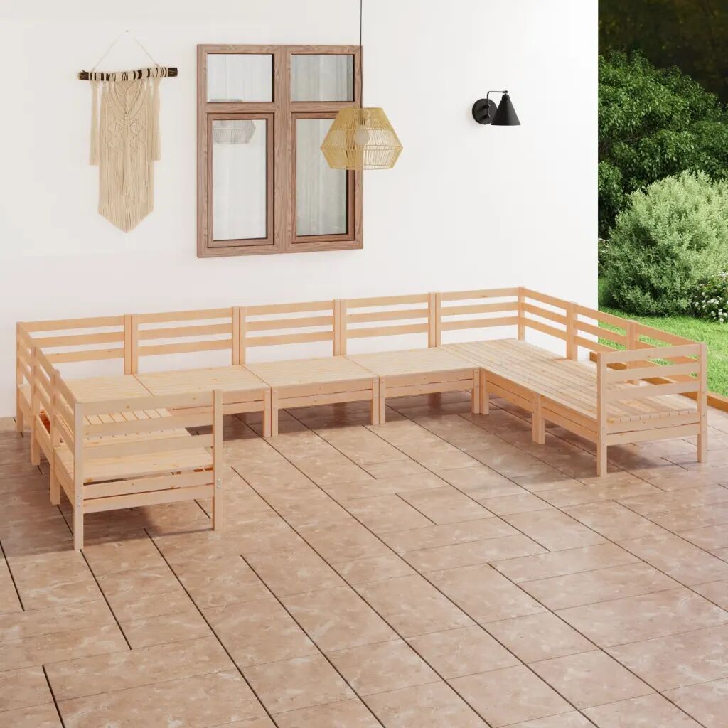 vidaXL 9 pcs conjunto lounge de jardim pinho maciço