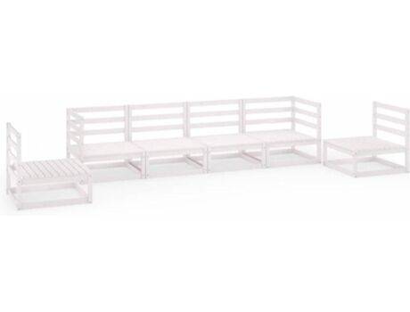 Vidaxl Conjunto de Jardim 6 Peças (Branco - Madeira - 70x70x67 cm)