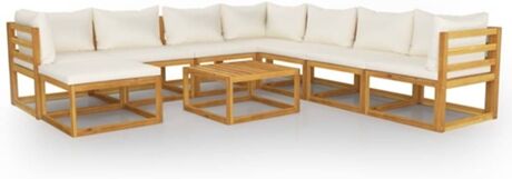 Vidaxl Conjunto de Jardim Lounge 3057651 (Bege - Madeira de Acácia - 70x70x60 cm - 9 Peças)