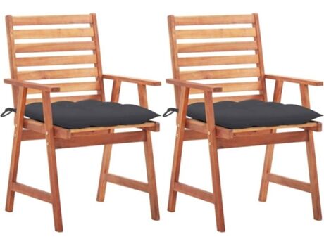 Vidaxl Conjunto 2 Cadeiras de Exterior c/Almofadas 3064335 (56x62x92 cm - Madeira de Acácia)