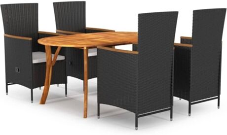 Vidaxl Conjunto de Jantar Exterior 5 Peças (Preto - Rattan - 150x90x75 cm)