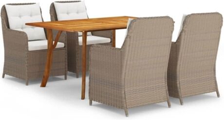 Vidaxl Conjunto de Jantar Exterior 5 Peças (Castanho - Rattan - 150x90x75 cm)