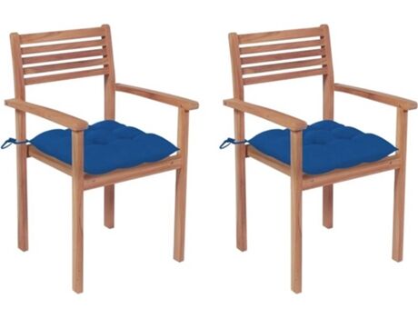 Vidaxl Conjunto 2 Cadeiras de Jardim c/Almofadas 3062287 (56x51x90 cm - Madeira de Teca)