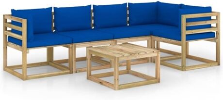 Vidaxl Conjunto de Jardim com Almofadas (Castanho - Madeira - 60x60x36,5 cm)