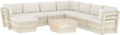 Vidaxl Conjunto de Jardim Lounge 3063662 (Bege - Madeira - 60x60x65 cm - 9 Peças)