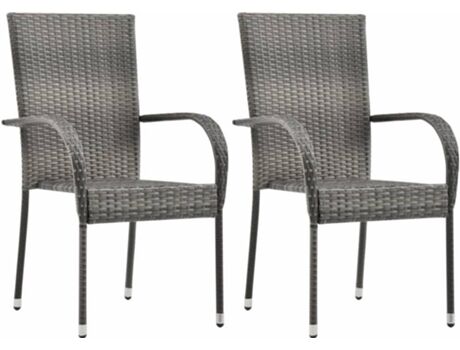 Vidaxl Conjunto 2 Cadeiras de Exterior c/Almofadas 3062513 (55,5x53,5x95 cm - Rattan)