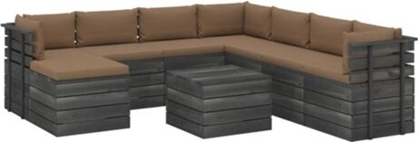 Vidaxl Conjunto de Jardim Lounge 3062075 (Cinzento Acastanhado - Madeira - 60x60x41.5 cm - 9 Peças)