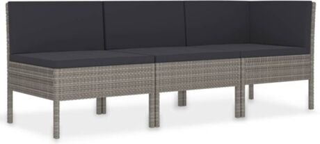 Vidaxl Conjunto de Jardim Lounge (Cinzento - Rattan Vime - 69x69x69 cm - 3 Peças)