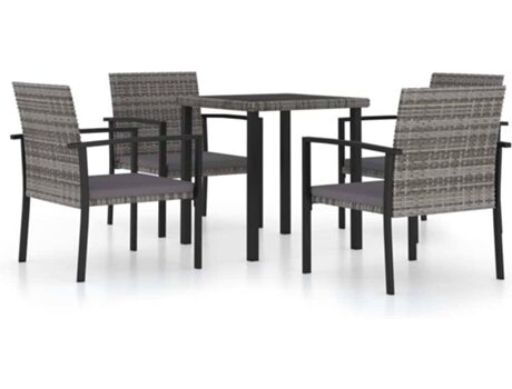 Vidaxl Conjunto de Refeição Jardim 3065712 (Cinzento - Rattan Vime - 70x70x73 cm - 5 Peças)