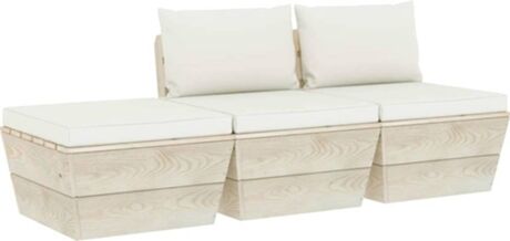 Vidaxl Conjunto de Jardim Lounge 3063410 (Bege - Madeira - 60x60x65 cm - 3 Peças)