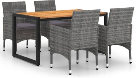 Vidaxl Conjunto de Jantar Exterior 5 Peças (Cinzento - Rattan - 140x80x75 cm)