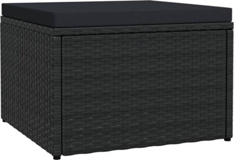 Vidaxl Apoio para Pés com Almofadão (Preto - Vime - 53 x 53 x 33 cm)