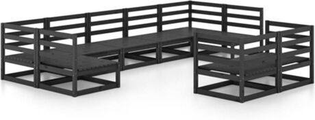 Vidaxl Conjunto de Jardim 9 Peças (Preto - Madeira - 70x70x67 cm)