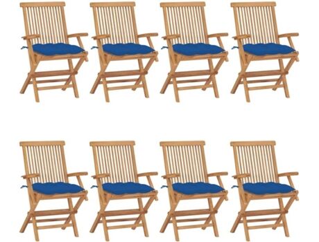 Vidaxl Conjunto 8 Cadeiras de Jardim c/Almofadas 3072914 (55x60x89 cm - Madeira)