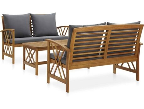 Vidaxl Conjunto de Jardim Lounge 3057992 (Castanho - Madeira - 102x50x43 cm - 3 Peças)