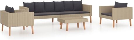 Vidaxl Conjunto de Jardim Lounge (Bege - Tecido - 218x67x60 cm - 4 Peças)