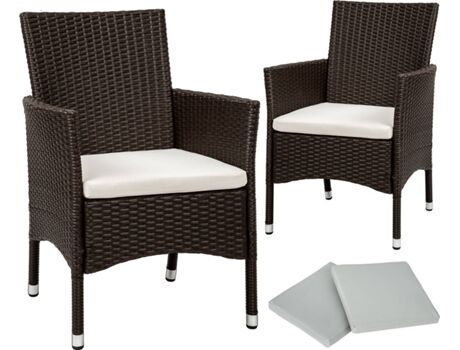 Tectake Conjunto de 2 Cadeiras de Jardim (Castanho - Poli-Rattan - 59x57x86 cm)