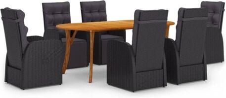 Vidaxl Conjunto de Jantar Exterior 7 Peças (Preto - Rattan - 201x100x75 cm)