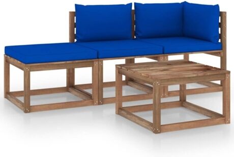 Vidaxl Conjunto de Jardim Lounge 3067330 (Castanho - Madeira - 60x60x36.5 cm - 4 Peças)