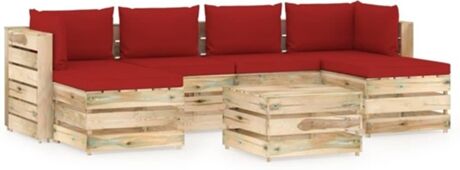 Vidaxl Conjunto de Jardim com Almofadas (Vermelho - Madeira - 69x70x66 cm)