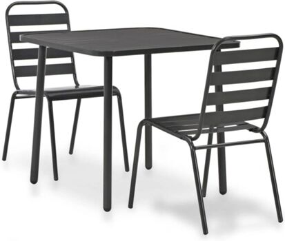 Vidaxl Conjunto duas cadeiras e uma mesa de Exterior aço cinzento escuro