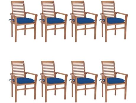 Vidaxl Conjunto 8 Cadeiras de Jantar com Almofadas (Castanho - Madeira - 62x56,5x94 cm)