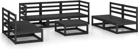 Vidaxl Conjunto de Jardim 8 Peças (Preto - Madeira - 70x70x67 cm)