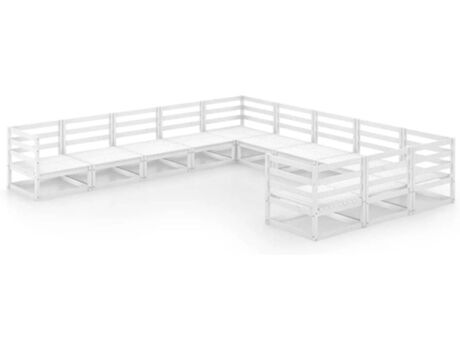 Vidaxl Conjunto de Jardim 11 Peças (Branco - Madeira - 70x70x67 cm)