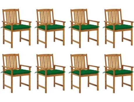 Vidaxl Conjunto 8 Cadeiras de Jardim com Almofadas (Castanho - Madeira - 61x57x92 cm)