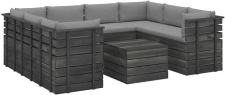 Vidaxl Conjunto de Jardim Lounge 3061996 (Cinzento - Madeira - 60x60x41.5 cm - 9 Peças)