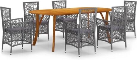 Vidaxl Conjunto de Jantar Exterior 7 Peças (Cinzento - Rattan - 201x100x75 cm)