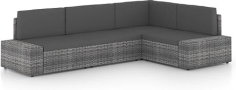 Vidaxl Conjunto de Jardim com Almofadas (Cinzento - Rattan - 58,5x65,5x52 cm)