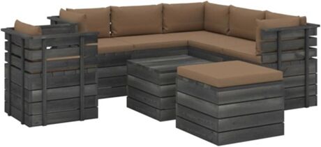 Vidaxl Conjunto de Jardim Lounge 3062039 (Cinzento Acastanhado - Madeira - 60x60x41.5 cm - 8 Peças)